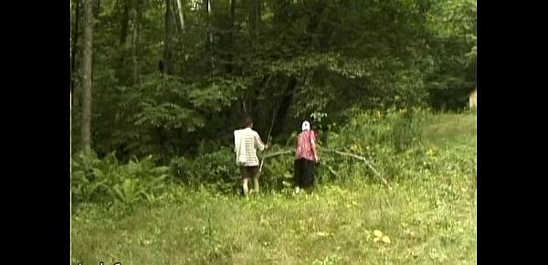  Unlucky young fishermen filmed fucking in forest